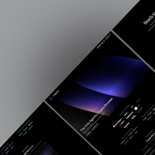 Cognify agentic crypto browser landing page mockup